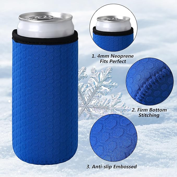 5 Pcs Insulated Slim Can Sleeve, Reusable Skinny Tall Can Cooler Sleeves, Non-slip Neoprene Beer Bottle Cover Holder for 12oz Slim Can Soda and Beer (Colorful1)