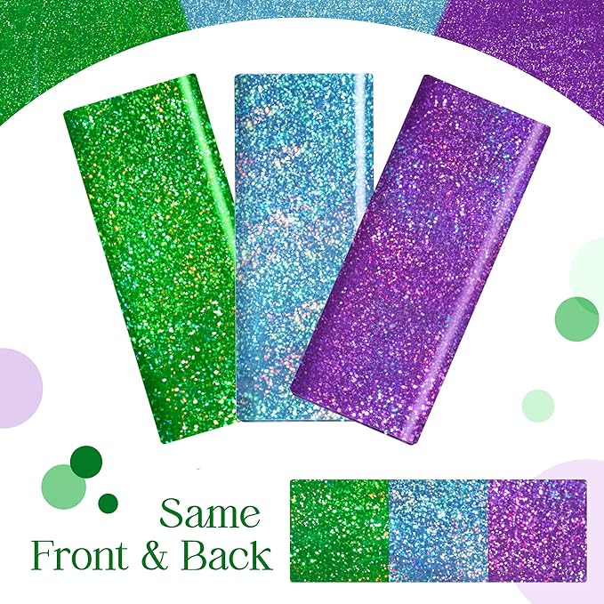 Sparkling Holographic Laser Tablecloth - Shimmering, Waterproof, Easy to Clean - Ideal for Halloween Bachelorette, Birthday, Wedding, and Anniversary Party Decorations (Light Blue & Green & Purple, 3)