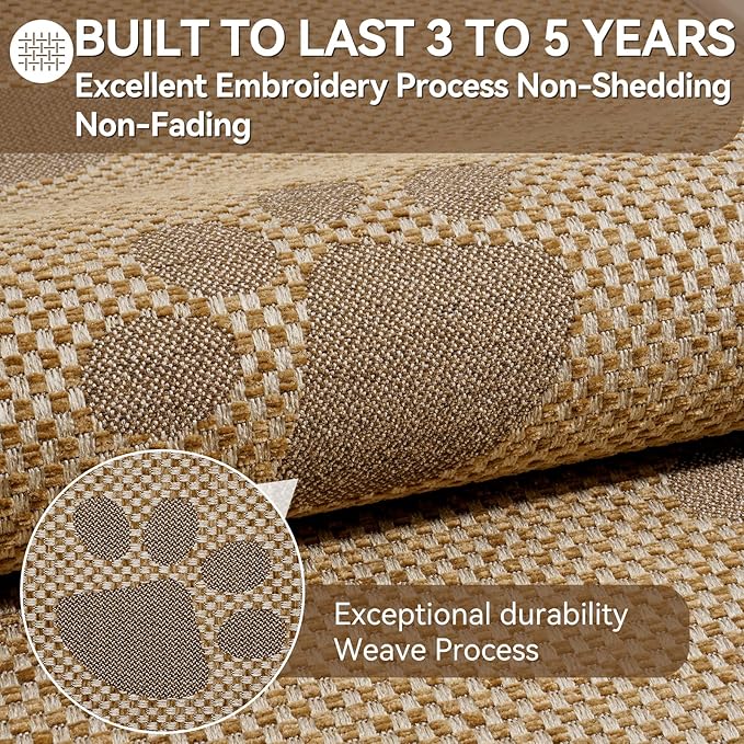Kitchen Mats for Floor, Super Absorbent Kitchen Rugs Non Slip Washable, Rubber Backing Soft Woven Linen Embroidery Runner Rug, Standing Mat Kitchen Sink Mat, Easy to Clean, Brown 17x47