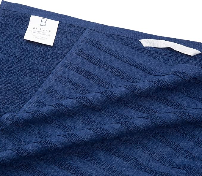 Premium Kitchen Towels (20”x 28”, 6 Pack) | Large Cotton Dish Towels 450 GSM | Highly Absorbent Terry Kitchen Linen Set with Hanging Loop | Blue Solid
