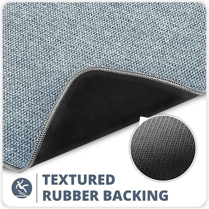 Bath Mat,Ultra Thin Bathroom Rugs,Rubber Bath Mats for Bathroom,No Slip Bath Rugs,Quick Dry,Machine Washable,Low Pile,Absorbent,Shower Outside,Sink,Home Decor Accessories.Blue,1'8"x2'8"(20x32inch)