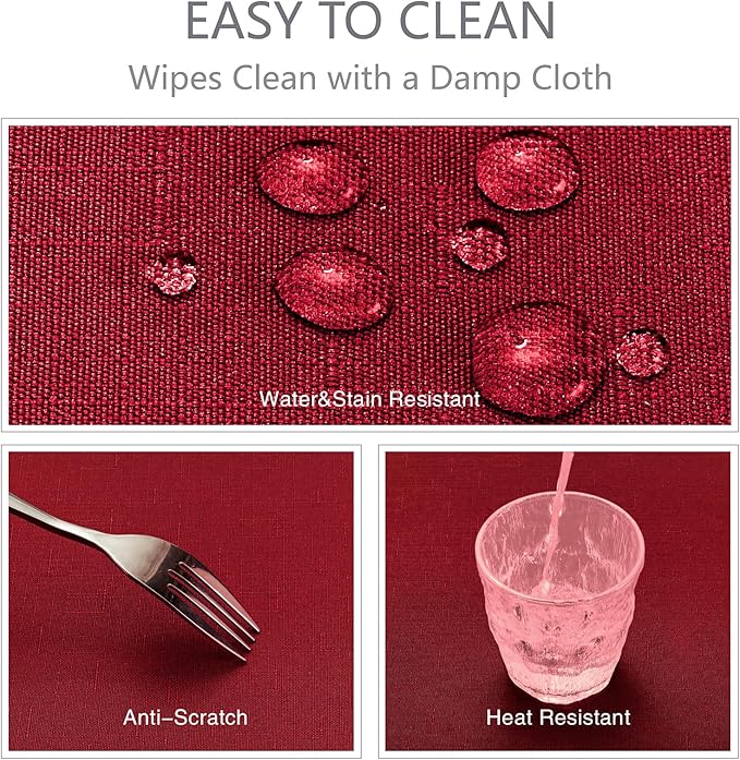 Veblandy 2 Pack Rectangle Tablecloth, 60x104 inch, Water Resistant Wrinkle Free Linen Textured Table Cloth Washable, Decorative Fabric Table Cover for Dining, Party and Camping, Red