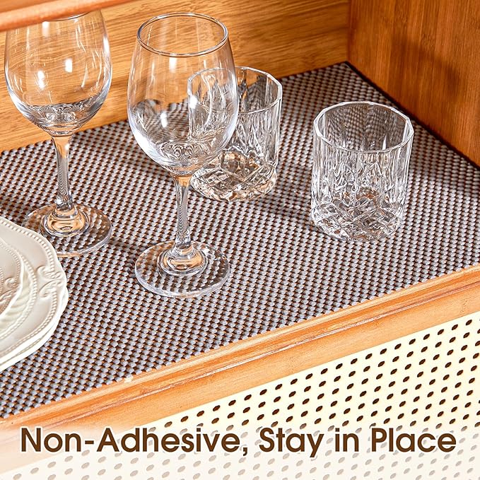 Shelf Liner for Kitchen Cabinet, Drawer Liners Non Slip Non Adhesive Thick Mat, Breathable Dresser Pantry Bathroom Protector, Grey, 24" x 240"