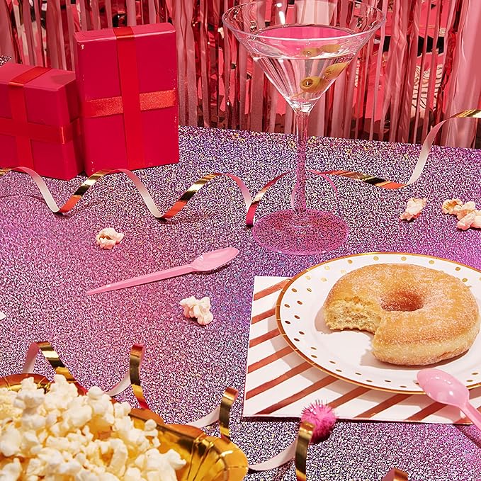 Sparkling Holographic Laser Tablecloth - Shimmering, Waterproof, Easy to Clean - Ideal for Bachelorette, Birthday, Wedding, and Anniversary Party Decorations (Pink & Light Blue & Purple, 3)