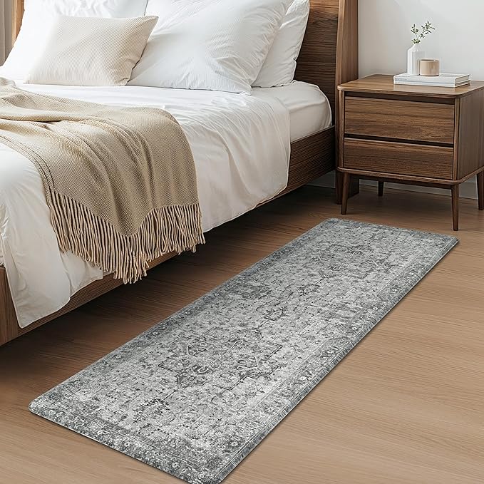 GENIMO Kitchen Mats for Floor, Washable Anti Fatigue Mat for Cushioned, 17.3"x59", Waterproof Kitchen Rugs, Non Slip Foam Comfort Standing Mat Rug for Home, Runner, Sink, Laundry, Vintage Grey