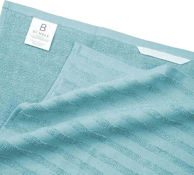 Premium Kitchen Towels (20”x 28”, 6 Pack) | Large Cotton Dish Towels 450 GSM | Highly Absorbent Terry Kitchen Linen Set with Hanging Loop | Aqua Solid