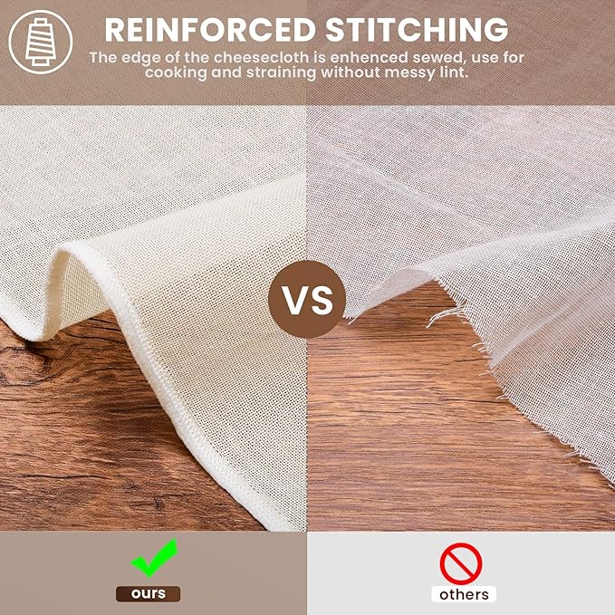 Precut Cheesecloth, 30 x 30'' 10 Pack, Grade 100, Ultra Fine Cheese Cloth for Straining & Cooking, 100% Unbleached Cotton Muslin Cloth for Making Cheese