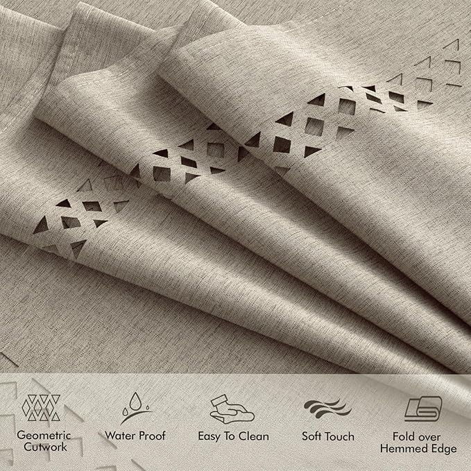 MIULEE Linen Rectangle Linen Polyester Tablecloth with Decorative Cutouts Spring Waterproof Stain Resistant & Shrink-Proof Table Cloth 60x84 inch Farmhouse Style for Dining Wedding and Outdoor