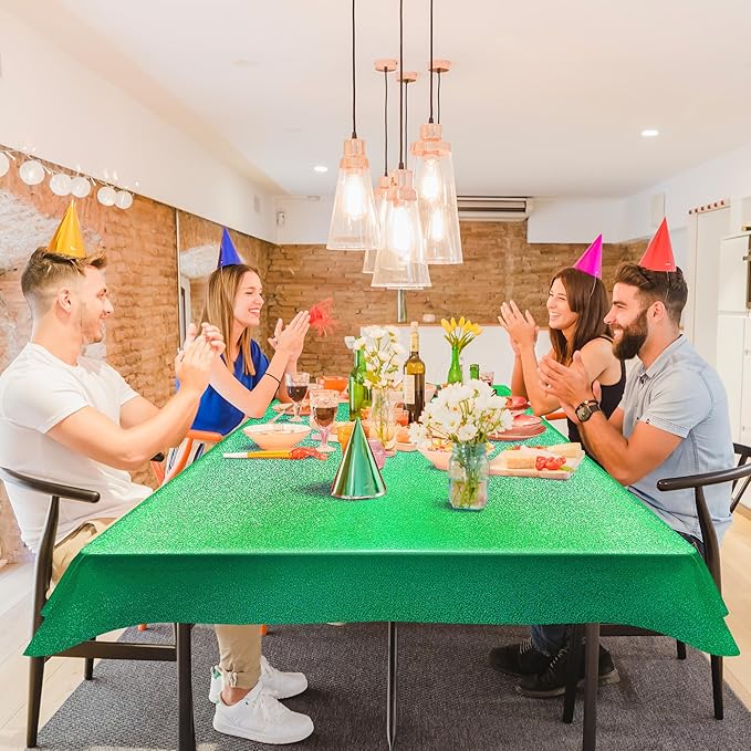 Black & Green Holographic Tablecloth 40" x 108" Hot Pink Party Decoration Valentine's Day Birthday Party Table Decor Iridescence Plastic Table Cloth for Halloween Baby Shower