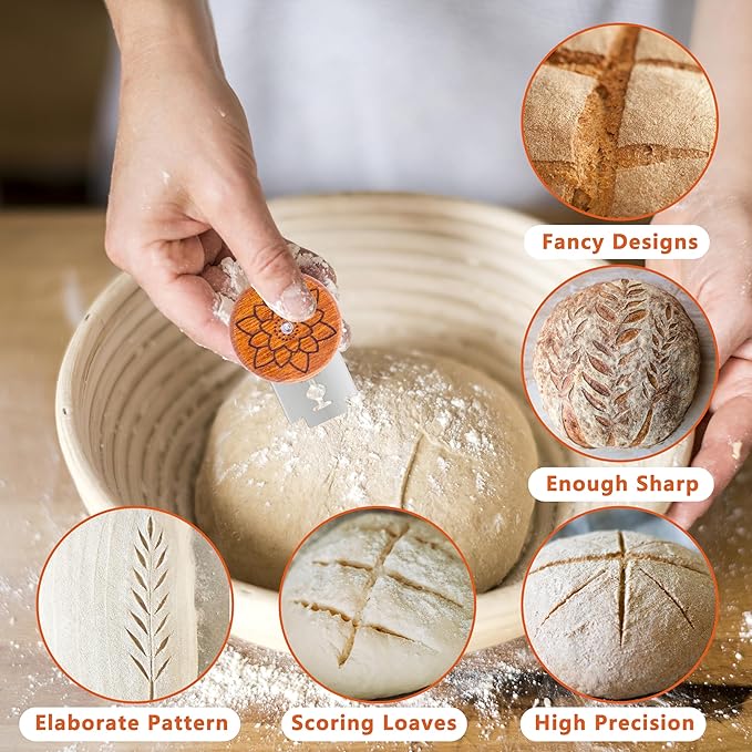UFO Bread Lame Cutter for Homemade Sourdough,Bread Scorer Tool for Sourdough with 5 Blades and Case,Slashing Tool Bread Cutting Knife for Artisan Bread and Baguette Makers,Water Lily