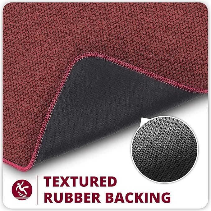 Bath Mat,Ultra Thin Bathroom Runner Rugs,Large Bath Mats for Bathroom,Quick Dry,Non-Slip,Machine Washable,Low Pile,Bath Rug,Shower Outside,Sink,Home Decor Accessories.Red,（17x59inch）
