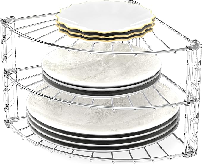 Simple Houseware 3-Tier Counter Corner Shelf Organizer, Chrome