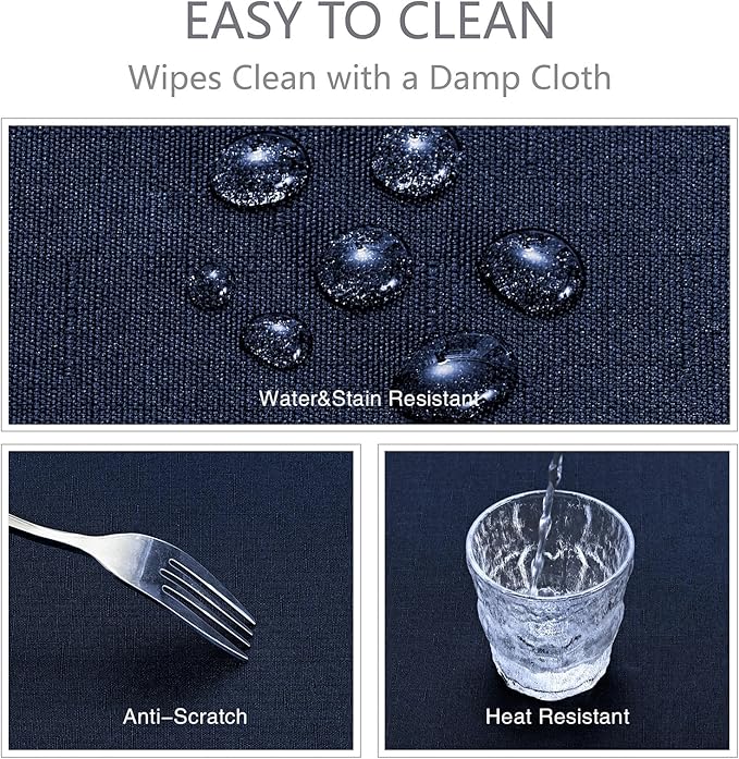 Veblandy Rectangle Tablecloth Waterproof 60x84 inch Linen Textured Table Cloth Stain and Wrinkle Resistant Washable, Decorative Fabric Table Cover for Dining, Party and Camping, Navy Blue