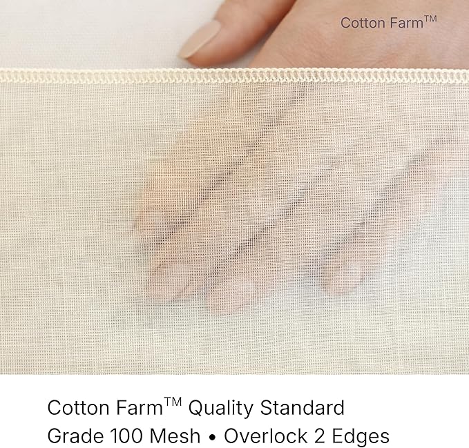 Cotton Farm Grade 100 XL Cheese Cloth for Straining & Cooking; 18 Sq. Ft. (2x1 yards); 100% Unbleached Cotton Cheesecloth; Reusable with Finished 2 Edges; Ultra-Dense (the finest) Butter Muslin