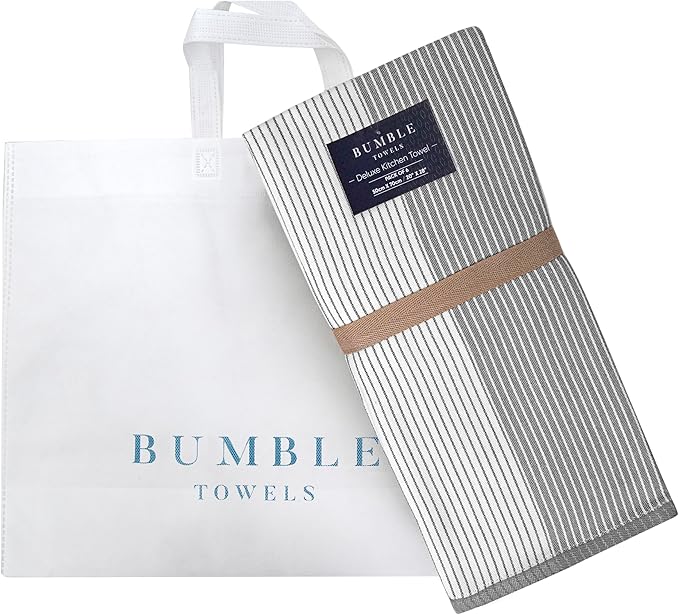 Premium Kitchen Towels (20”x 28”, 6 Pack) | Large Cotton Dish Towels | Flat & Terry Highly Absorbent Kitchen Linen Set with Hanging Loop | Gray