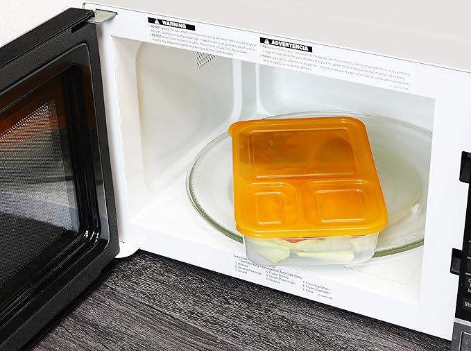 Simple Houseware 6 Pack 36 oz 3-Compartment Reusable Meal Prep Container, BPA-Free Stackable Bento Box - Microwave, Freezer & Dishwasher Safe