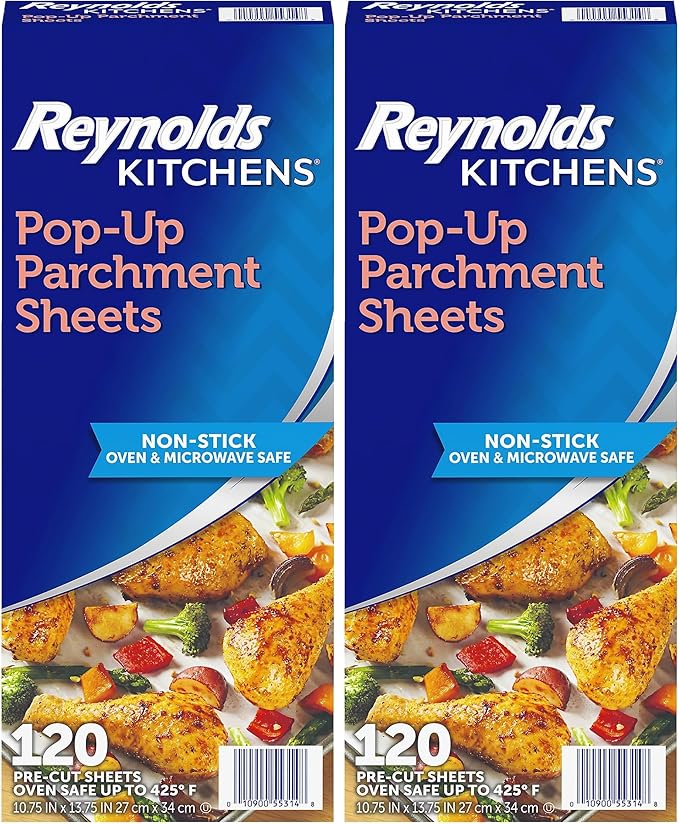 Reynolds Kitchens Pop-Up Parchment Paper Sheets, 10.7x13.75 Inch, 120 Sheets (Pack of 2)