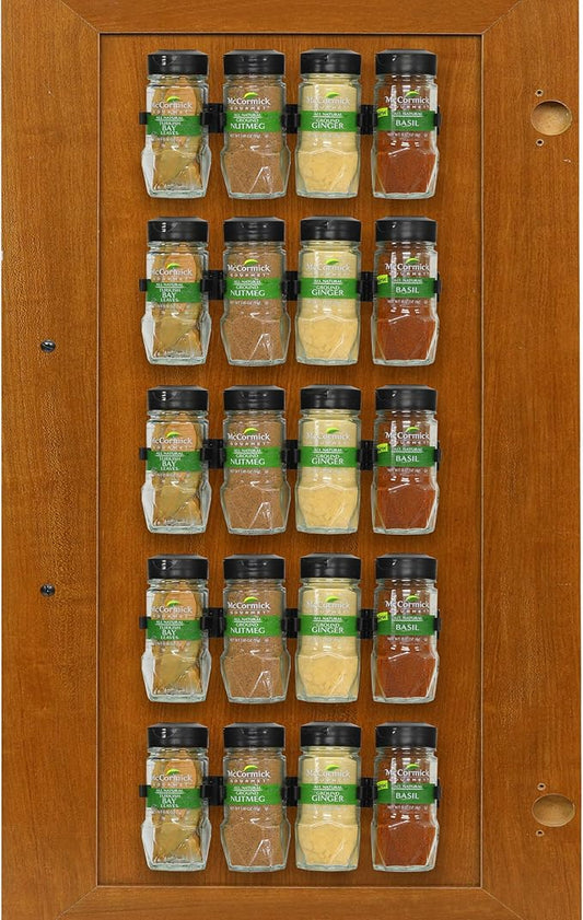 Simple Houseware 20 Spice Gripper Spice Accessories Spice Organizer- 4 Strips, Holds 20 Jars, Black