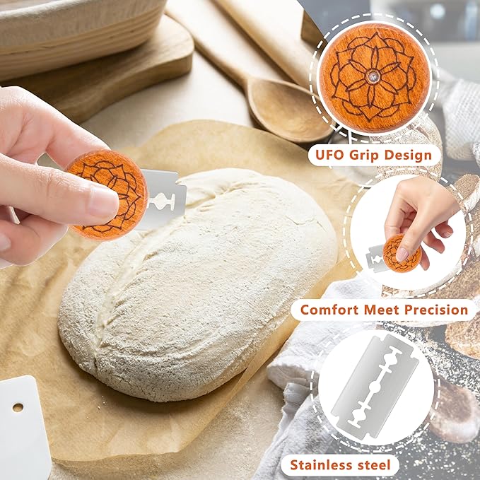 UFO Bread Lame Cutter for Homemade Sourdough,Bread Scorer Tool for Sourdough with 5 Blades and Case,Slashing Tool Bread Cutting Knife for Artisan Bread and Baguette Makers,Mandala