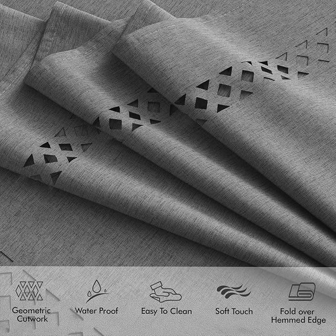 MIULEE Grey Rectangle Linen Polyester Tablecloth with Decorative Cutouts Spring Waterproof Stain Resistant & Shrink-Proof Table Cloth 52x70 inch Farmhouse Style for Dining Wedding and Outdoor