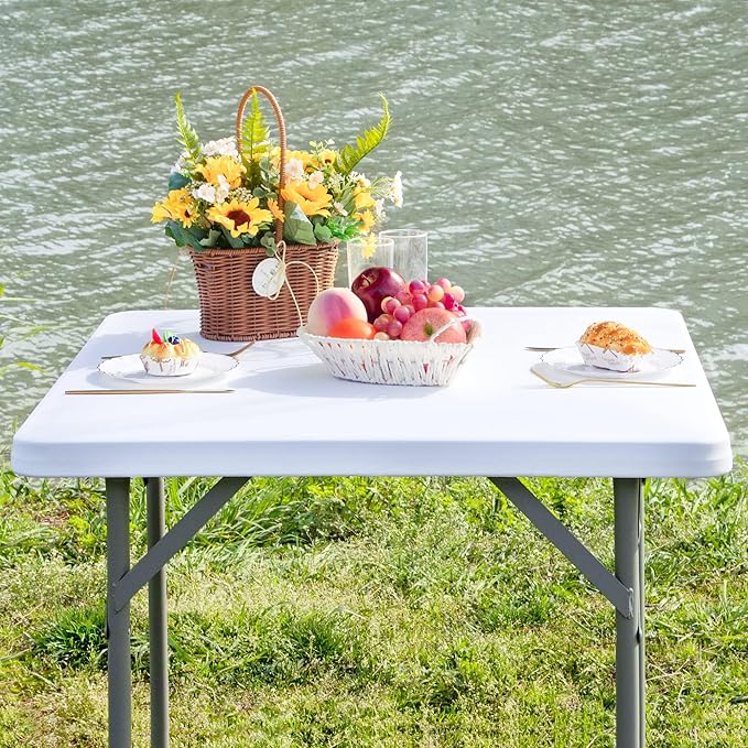 Square Fitted Table Cover Elastic Tablecloth Stretch Spandex Table Top Cover Table Topper Cap for Dining Kitchen Home Party White 34X34 Inch