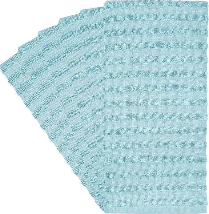 Premium Kitchen Towels (20”x 28”, 6 Pack) | Large Cotton Dish Towels 450 GSM | Highly Absorbent Terry Kitchen Linen Set with Hanging Loop | Aqua Solid