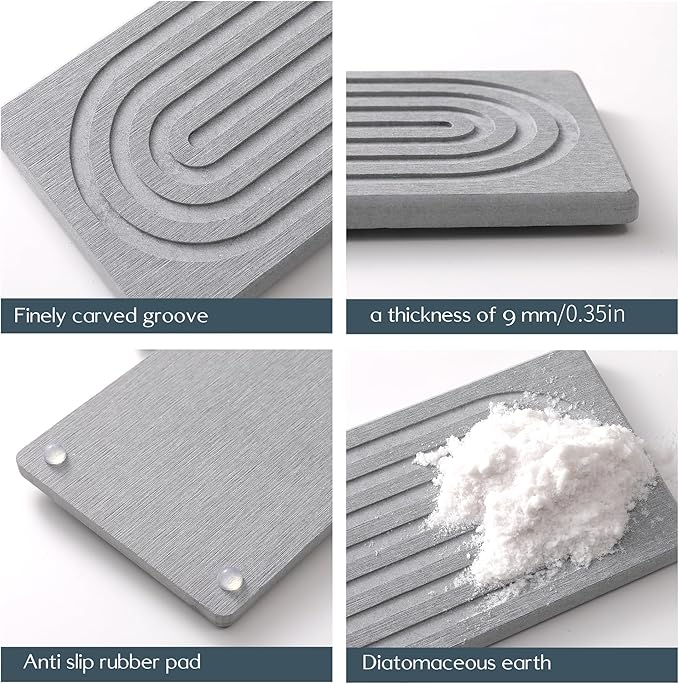 Stone Quick Dry Faucet Mat for Kitchen Sink [Diatomite Super Fast Drying] Stone Faucet Mat for Kitchen Sink Splash Guard Sinks Stones Quick Dry around Faucets Stones Drying Bathroom