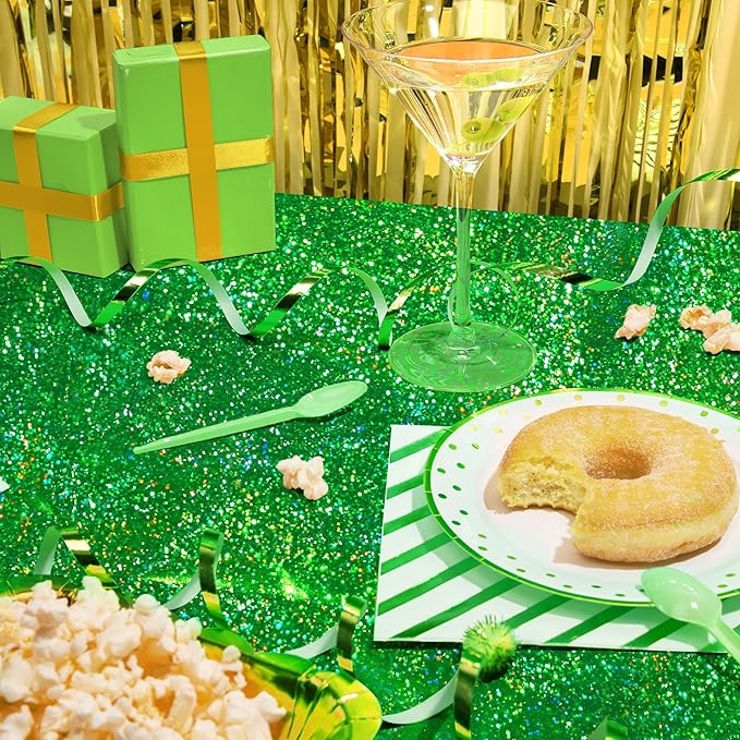 Sparkling Holographic Laser Tablecloth - Shimmering, Waterproof, Easy to Clean - Ideal for Halloween, Bachelorette, Birthday, Wedding, and Anniversary Party Decorations (Purple & Green & Gold, 3)