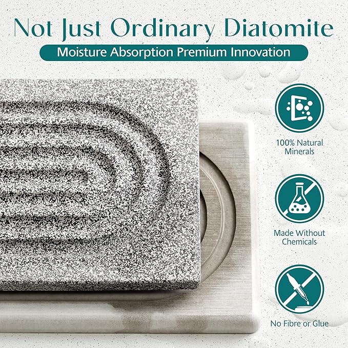 Stone Faucet Mat for Kitchen Sink, Diatomite Stone Drying Mat for Kitchen Counter, 2026 Upgraded Dishwasher-Safe & Ultra Absorbent, Chemical-Free Stone Dish Mat for Bottles Utensils (30" x 3.9")