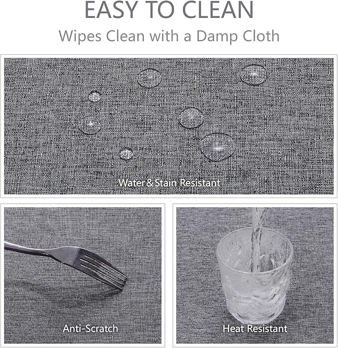 Veblandy Rectangle Tablecloth Linen Textured Waterproof & Stain Resistant Table Cloth Wrinkle Free Decorative Fabric Farmhouse Table Cover for Dining/Party/Buffet/Wedding, 60 x 120 Inch, Dark Grey