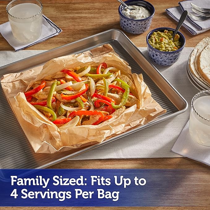 Reynolds Kitchens Parchment Cooking Bags, Family Size, Non-Stick Parchment Cooking Bags for the Oven and Microwave, Oven-Safe up to 425 Degrees, Great for Quick Family Meals, No-Mess Cleanup, 10 Pack