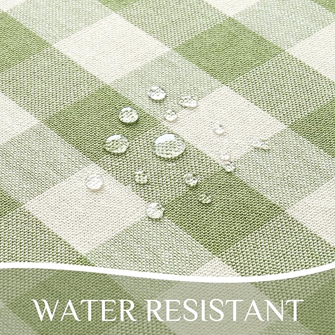 Softalker Outdoor Checkered Tablecloth 70 x 70 Inch Round, Spring Summer Linen Cotton Gingham Table Cloth with Tassel, Heavy Duty Wrinkle Free Buffalo Plaid Table Cover for Picnic Camping - Sage