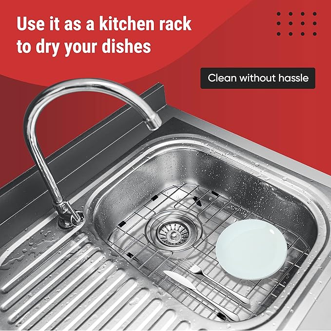 Sink Protectors for Kitchen Sink, Stainless Steel Protective Grid 11.26 x 14.5 Inch, Sink Rack for Bottom of Sink