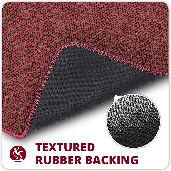 Bath Mat,Ultra Thin Bathroom Runner Rugs,Large Bath Mats for Bathroom,Quick Dry,Non-Slip,Machine Washable,Low Pile,Bath Rug,Shower Outside,Sink,Home Decor Accessories.Red,2'x5'（24x60inch）