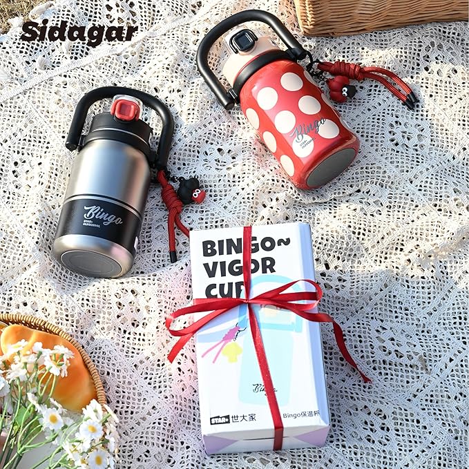 32 oz Insulated Water Bottle for Women with Straw & Handle, 316L Medical Grade Stainless Steel Vacuum Tumbler, Leakproof Aesthetic Fashion Gift for Her, Mom, Beach Vacation Essentials, Grey