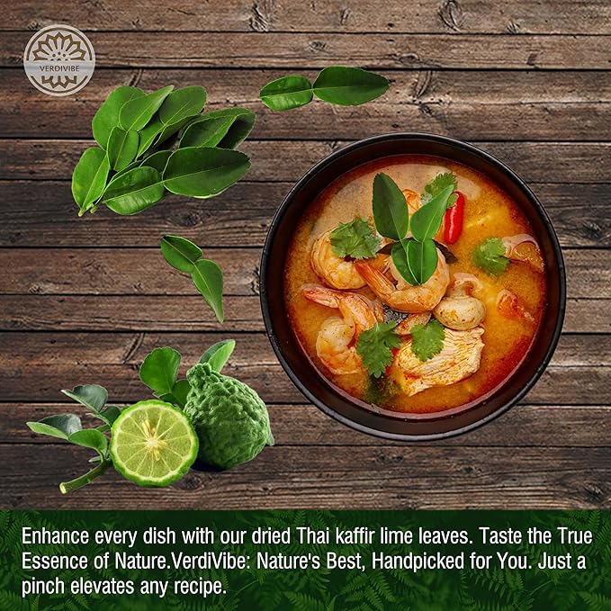 Premium Dried Kaffir Lime Leaves - 0.51 oz (14.5g) Pack for Authentic Thai Flavor (D)