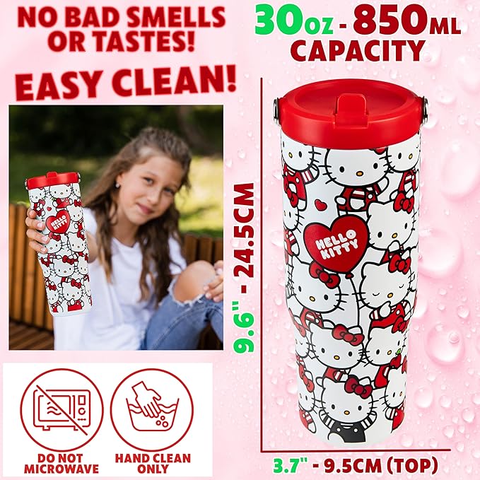 Get Trend Hello Kitty Sanrio Tumbler with Straw 30oz Girls Teens Women Insulated Cup with Lid Travel Mug for School, Sports, Kawaii Gifts for Girls (Aop Hello Kitty)