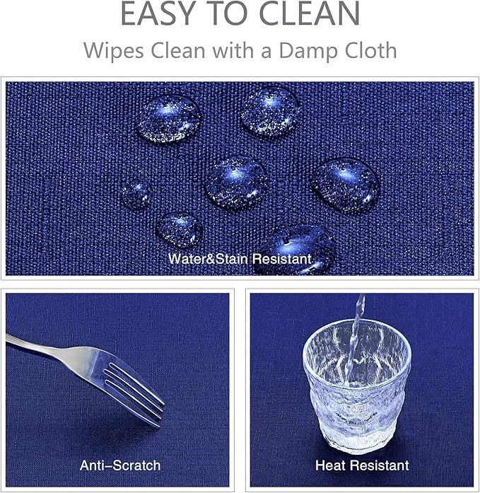 Veblandy Rectangle Tablecloth Waterproof 60x144 inch Linen Textured Table Cloth Stain and Wrinkle Resistant Washable, Decorative Fabric Table Cover for Dining, Party and Camping, Royal Blue