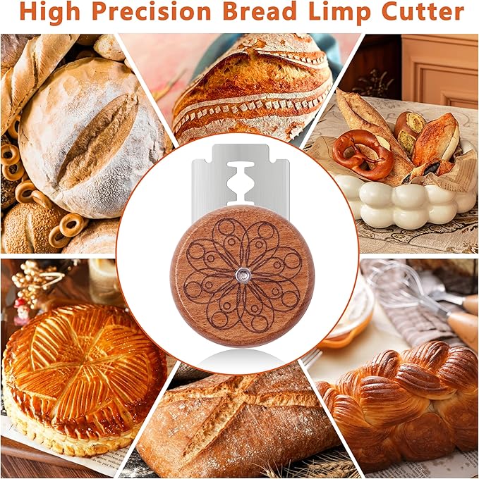 UFO Bread Lame Cutter for Homemade Sourdough,Bread Scorer Tool for Sourdough with 5 Blades and Case,Slashing Tool Bread Cutting Knife for Artisan Bread and Baguette Makers,Circle-brown