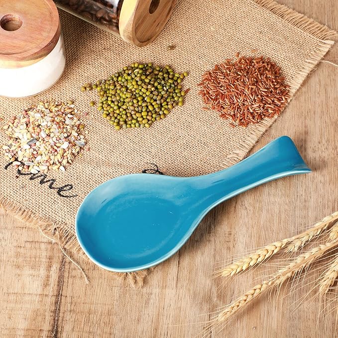 Patelai Ceramic Spoon Rest Spoon Holder Stovetop for Kitchen Stove Coffee Bar Accessories Christmas Gift(Blue,Classic Style)