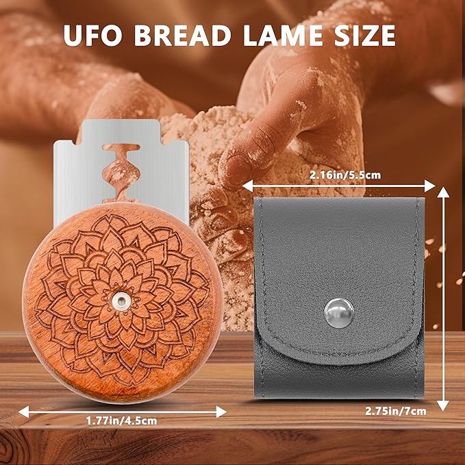 UFO Bread Lame Cutter for Homemade Sourdough,Bread Scorer Tool for Sourdough with 5 Blades and Case,Slashing Tool Bread Cutting Knife for Artisan Bread and Baguette Makers,Dahlia