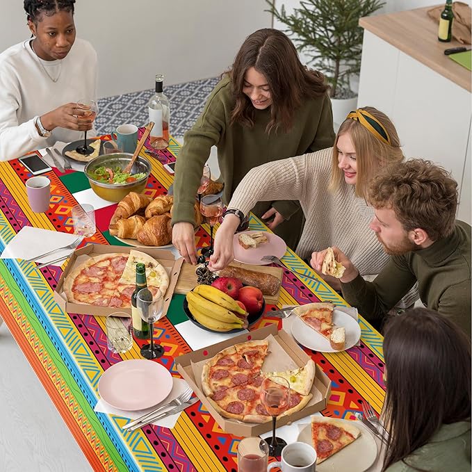 OHOME Cinco De Mayo Decorations - Fiesta Party Decorations - Fiesta Plastic Tablecloth for Taco - Mexican Theme Birthday Accessories Favors Decor,2 Pack