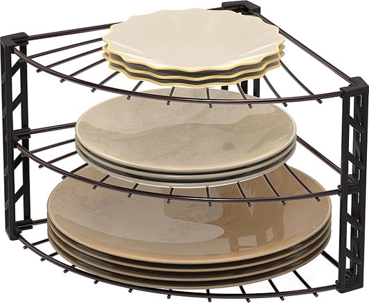 Simple Houseware 3-Tier Counter Corner Shelf Organizer, Bronze