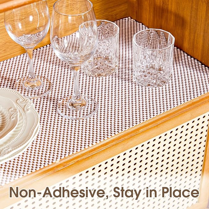 Shelf Liner for Kitchen Cabinet, Drawer Liners Non Slip Non Adhesive Thick Mat, Breathable Dresser Pantry Bathroom Protector, White, 24" x 240"