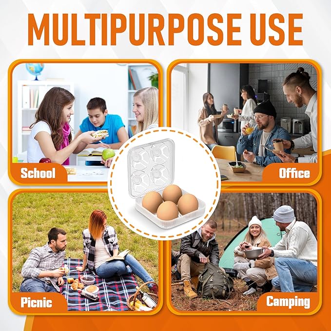 ZPU Egg Holder Camping, 2Pcs 4 Grid Egg Container, Plastic Egg Carrier for Camping Picnic Travel Outdoor Refrigerator Kitchen, Protective Egg Storage Case, Green