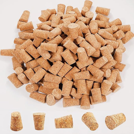 100 Pack Natural Soft Wood Corks, Tapered Cork Wooden Beer Bottle Stopper for Wine Making Craft, Leakproof,DIY Crafts (100 Pcs)