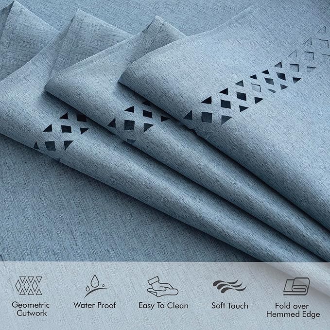 MIULEE Dusty Blue Rectangle Linen Polyester Tablecloth with Decorative Cutouts Waterproof Stain Resistant & Shrink-Proof Table Cloth 60x84 inch Farmhouse Style for Dining Wedding Party