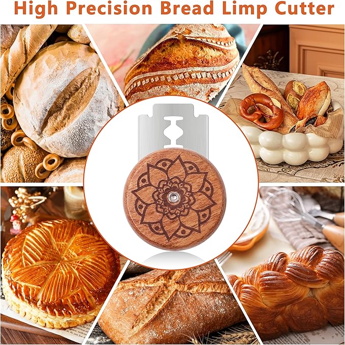 UFO Bread Lame Cutter for Homemade Sourdough,Bread Scorer Tool for Sourdough with 5 Blades and Case,Slashing Tool Bread Cutting Knife for Artisan Bread and Baguette Makers,Lotus-black