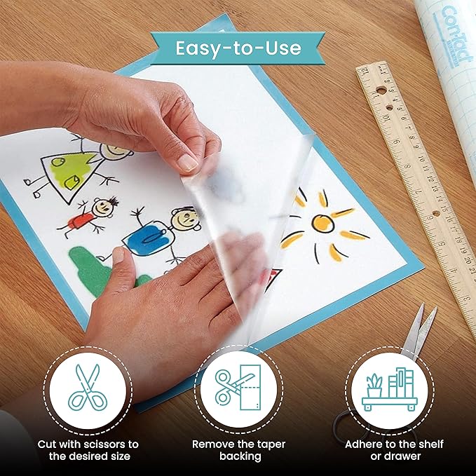 Con-Tact Brand Creative Clear Covering, Versatile and Self-Adhesive Shelf Liner, Ideal Privacy Film, Protective Clear Vinyl, 18'' x 50', Glossy