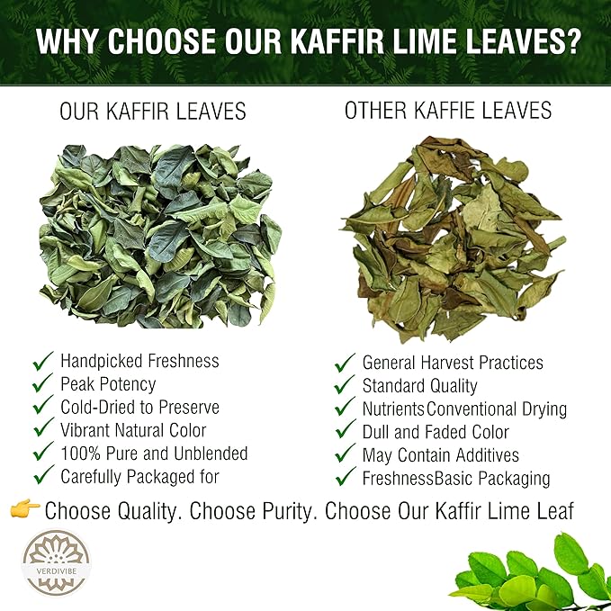 Premium Dried Kaffir Lime Leaves - 0.51 oz (14.5g) Pack for Authentic Thai Flavor (D)